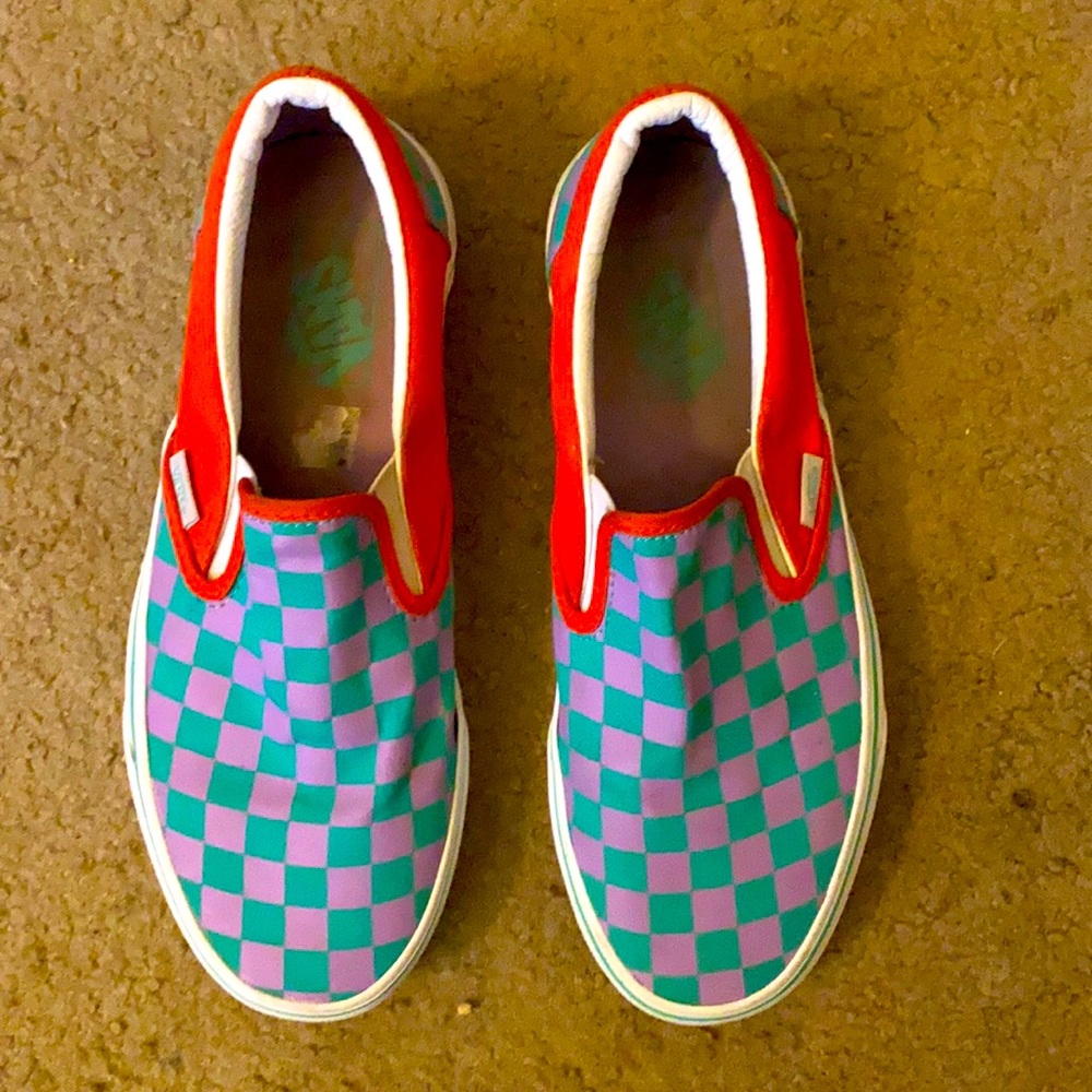 Teal checkered vans
